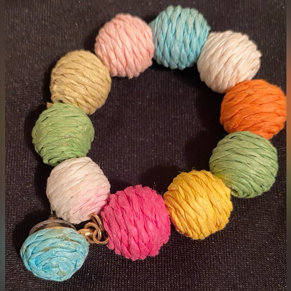 Colorful Rope (Raffia wrapped) Bead Hoop Earrings - Multicolor - Picture 7 of 8